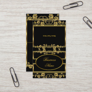Carte De Visite Plier sur l'or élégant sur l'or noir floral