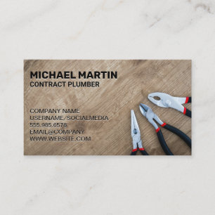 Carte De Visite Pliers sur table en bois