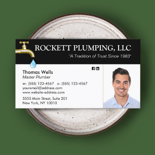 Carte De Visite Plomber Plumbing Driving Faucet Photo Business C