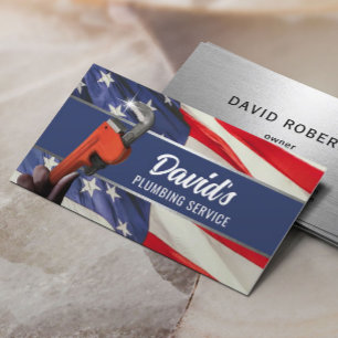 Carte De Visite Plomber Wrench Professional Plumbing Patriotique
