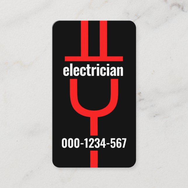 Carte De Visite Plug électrique rouge de l'électricien (Devant)