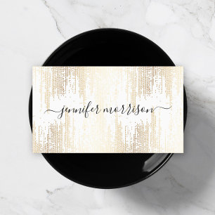 Carte De Visite Pluie de Confetti Gold Script Glam