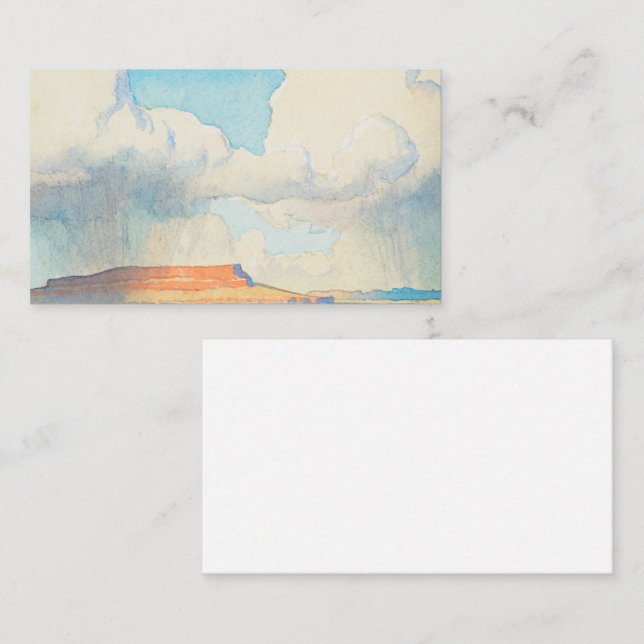 Carte De Visite Pluie sur la Mesa, 1945 par Maynard Dixon (Devant / Derrière)