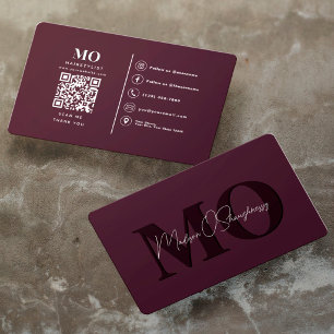 Carte De Visite Plum Moderne Monogramme Professionnel QR