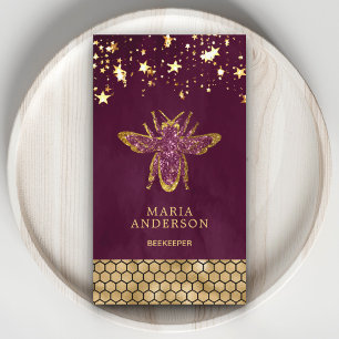 Carte De Visite Plum Purple Gold Parties scintillant Miel Bee Beek