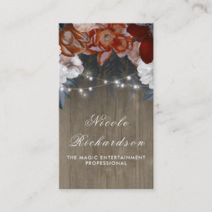 Carte De Visite Plum vintage et rustique et Boho floral bordeaux