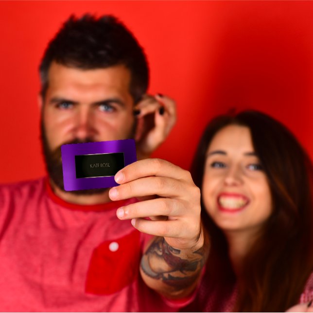 Carte De Visite Plum violet métallique Noir cadre de la campagne V (Metallic Purple Plum Black Champaign Frame Vip Business Card)