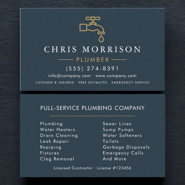 Carte De Visite Plumber Plumbing Minimalist (Créateur téléchargé)