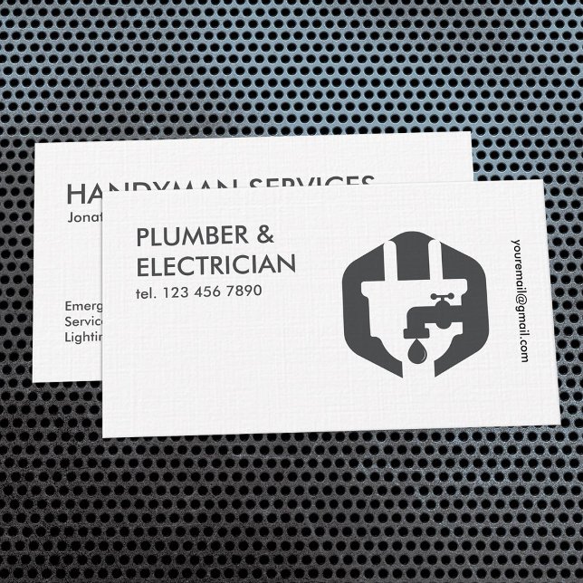 Carte De Visite Plumber simple et électricien (Plumber & Electrician Business Cards)