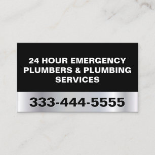 CARTE DE VISITE PLUMBERS D'URGENCE ET SERVICES DE PLUMBING 24 HEUR