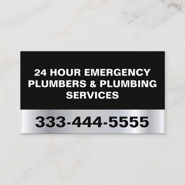 CARTE DE VISITE PLUMBERS D'URGENCE ET SERVICES DE PLUMBING 24 HEUR (Devant)