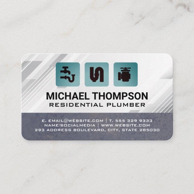 Carte De Visite Plumbing Pipes Icons | Blue Collar (Devant)