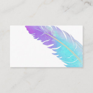 Carte De Visite plume d'aquarelle bleu et violet tendance personna