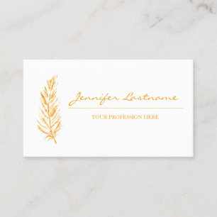 Carte De Visite Plume de couleur jaune Minimaliste