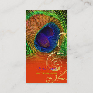 Carte De Visite Plume de paon de PixDezines+remous en filigrane