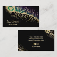 Plume de paon d'or de coiffeur de maquilleur