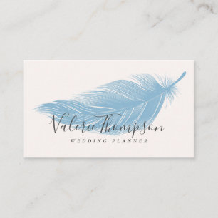 Carte De Visite Plume élégante bleue en pastel minimale moderne de