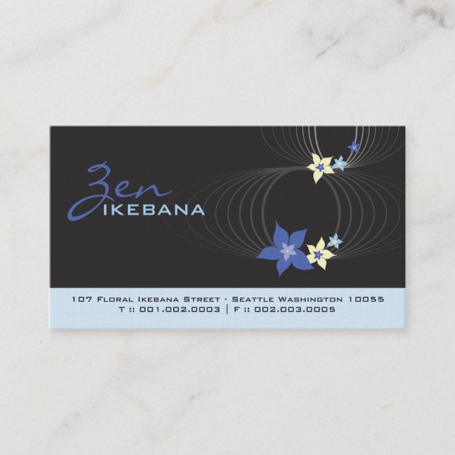 Carte De Visite Plumeria bleue Frangipani Fleur chic Ikebana Zen (Devant)