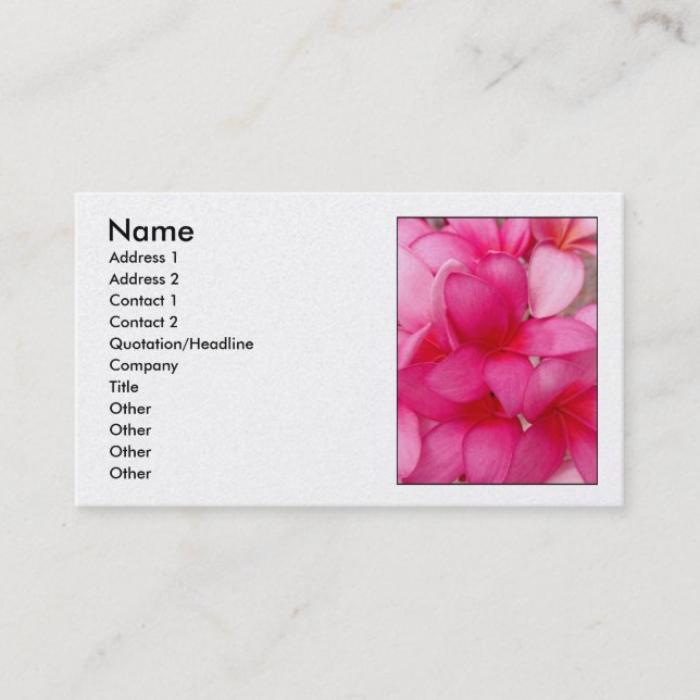 Carte De Visite Plumeria hawaïen (Devant)