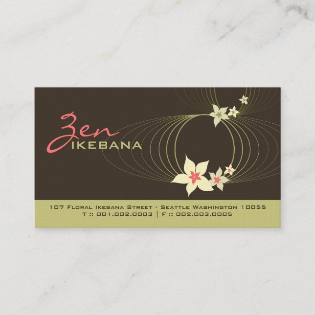 Carte De Visite Plumeria rose Frangipani Fleur chic Ikebana Zen (Devant)