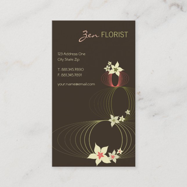 Carte De Visite Plumeria rose Frangipani Fleurs chic Ikebana Zen (Devant)