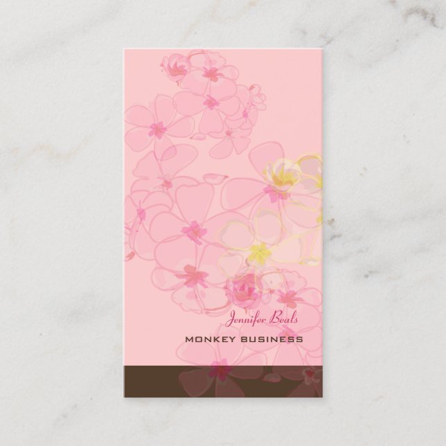 CARTE DE VISITE PLUMÉRIAS ROSE RETRO/COULEUR ARRIÈRE - PLAN DO-IT- (Devant)