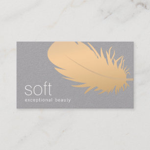 Carte De Visite Plumes d'or rose Esthéticienne Skincare Gris