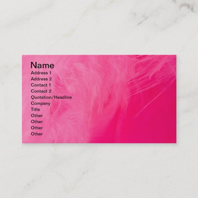 Carte De Visite Plumes roses (Devant)