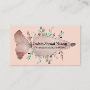Carte De Visite Poche à douille rose blush Logo rustique pour boul