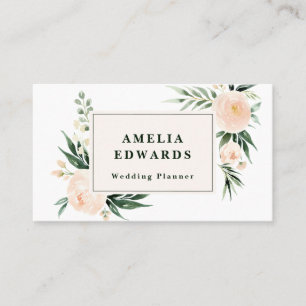 Carte De Visite Poche et crème aquarelle feuille + feuillage