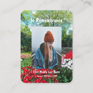 Carte De Visite Poche mémorial Keepsaké Tulipes Fleurs de jardin