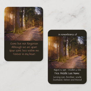 Carte De Visite Pocket Keepsaké Memorial Nature Path Trail Trees