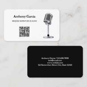 Carte De Visite Podcast Microphone Podcaster QR