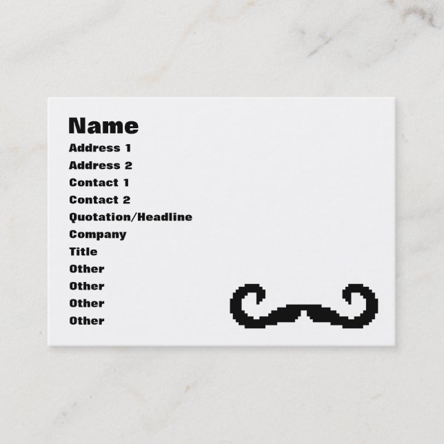 Carte De Visite Poignée de 8 bits Pixel Moustache (Devant)