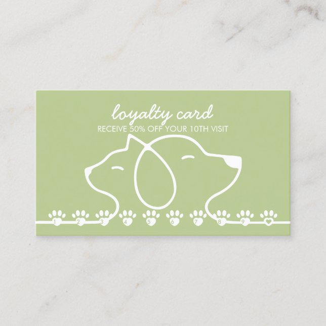 Carte De Visite Poings Punch rabais Loyauté Green Chat Chien (Devant)