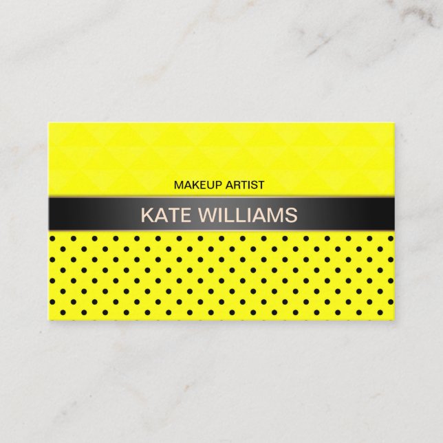 Carte De Visite Pointe polka jaune néon, pois polka, élégant (Devant)