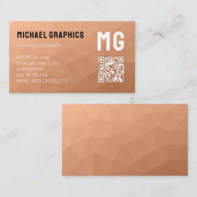 Carte De Visite Pointer le motif de maillage géométrique QR code M (Devant / Derrière)