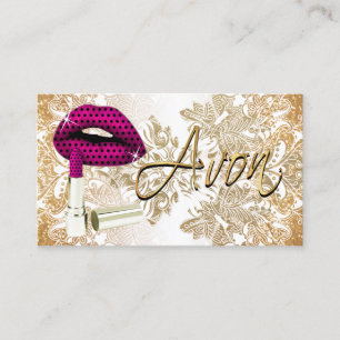 Carte De Visite Pointes Poinka Pink Hot Dot Lips & Gold - Avon