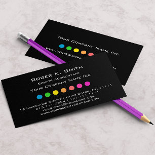 Carte De Visite Points colorés contre Black Corporate Chic