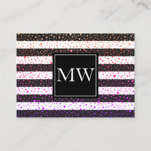 Carte De Visite Points Colorés Luxe Monogramme Blancs Noirs
