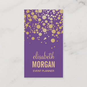 Carte De Visite Points Confetti en Or Pastel - Lavande Purple Chic