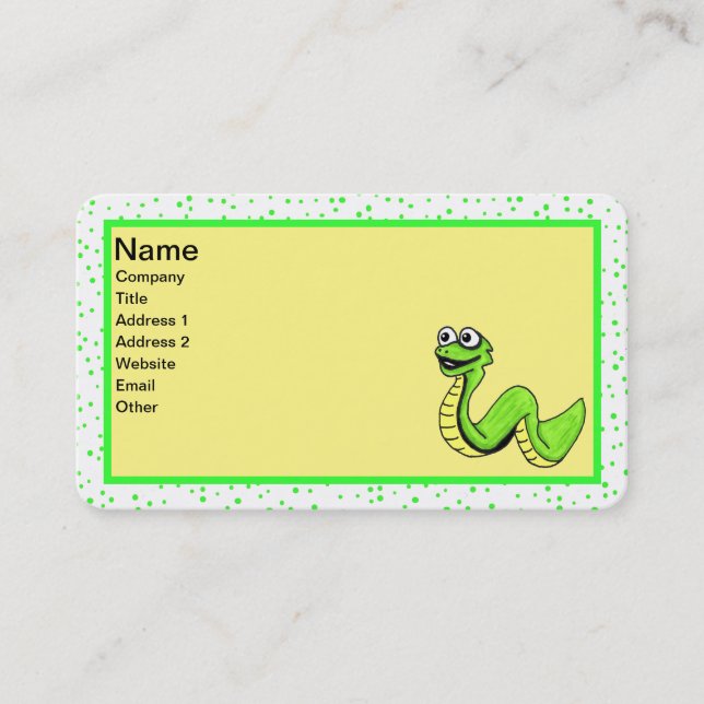 Carte De Visite Points de serpent jaunes verts brillants pour cari (Devant)