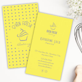 Carte De Visite Points de texte gris jaune Cupcake Boulangerie