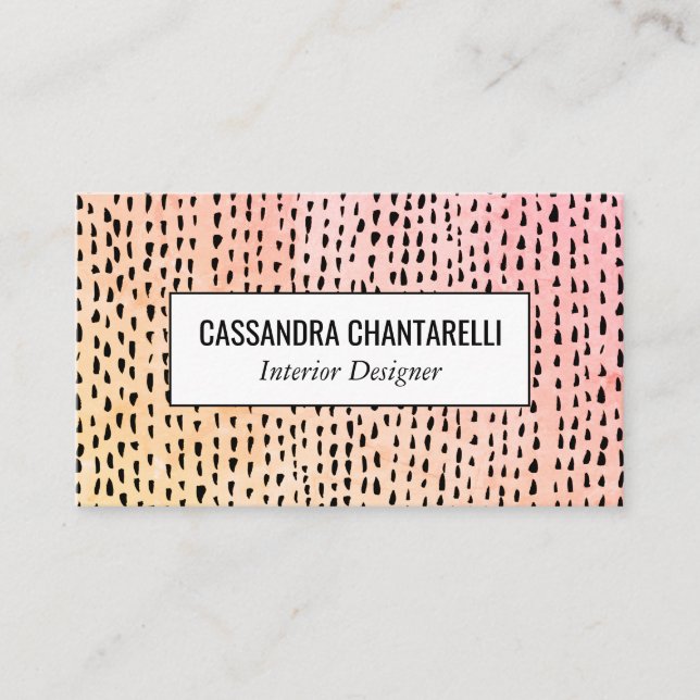 Carte De Visite Points d'encre Abstraits couleur or rose (Devant)