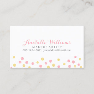 Carte De Visite Points jaunes et roses de Faux de parties
