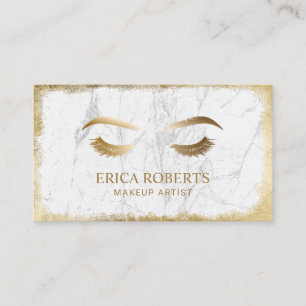 Carte De Visite Poireaux & Brosses Maquillage Artiste Marbre blanc