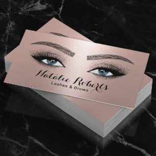 Carte De Visite Poireaux & Brosses Salon Maquillage Artiste Rose O
