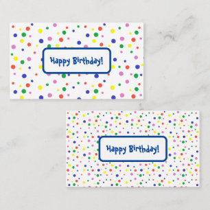 Carte De Visite Pois colorés, Bonne Anniversaire Tags