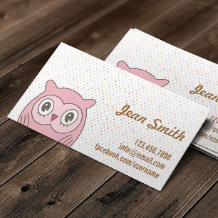 Carte de visite Pois Cute Pink Owl