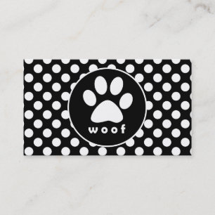 Carte De Visite Pois noirs et blancs ; Empreintes de pattes